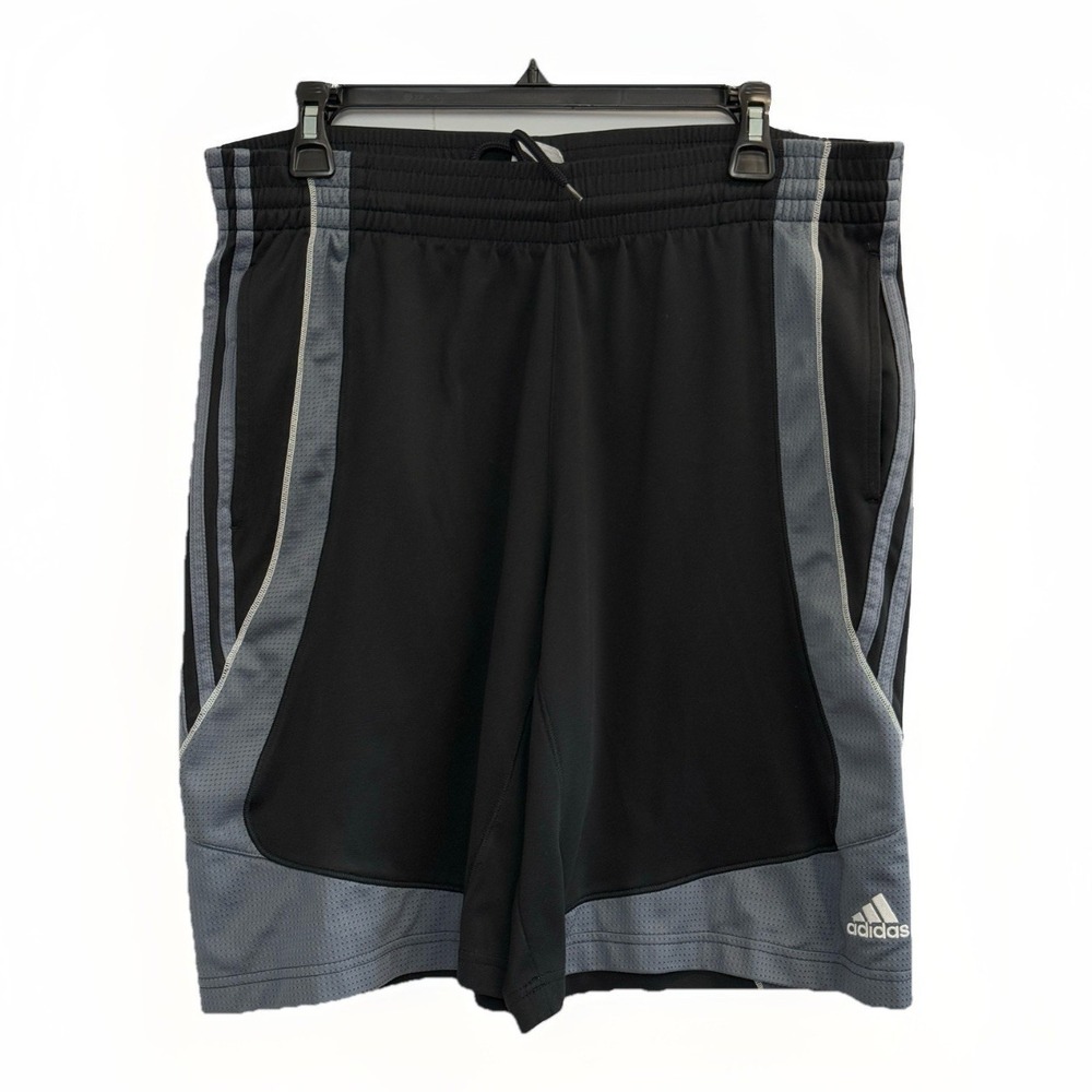 Adidas Climalite Basketball Shorts Mens Med Clima365 Black Grey Elastic Waist
